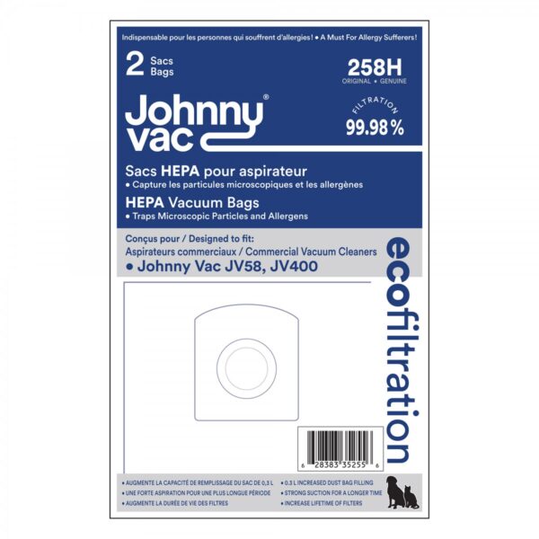 Sacs microfiltre HEPA pour aspirateur Johnny Vac modèles JV400 et JV58