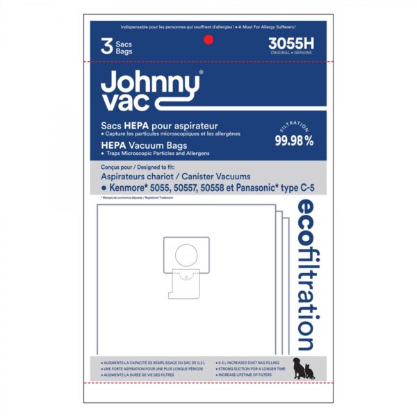Sac microfiltre HEPA pour aspirateur Kenmore modèles 5055, 50557, 50558 et Panasonic type C-5  - Envirocare A137JV