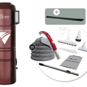Aspirateur central Quartz Exclusive hybride - avec ensemble d'accessoires 24V Super Luxe - boyau 35 pi.